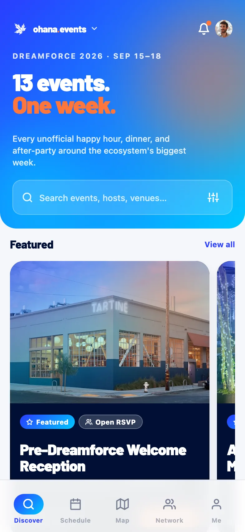 The Ohana Events feed of side events